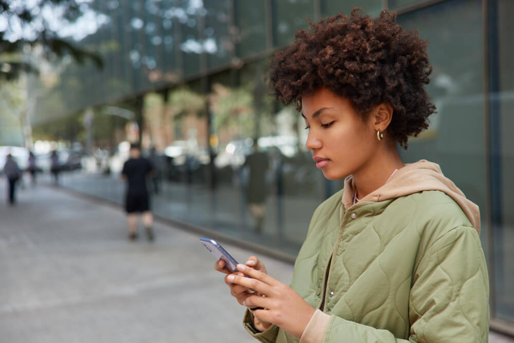 pretty girl on mobile