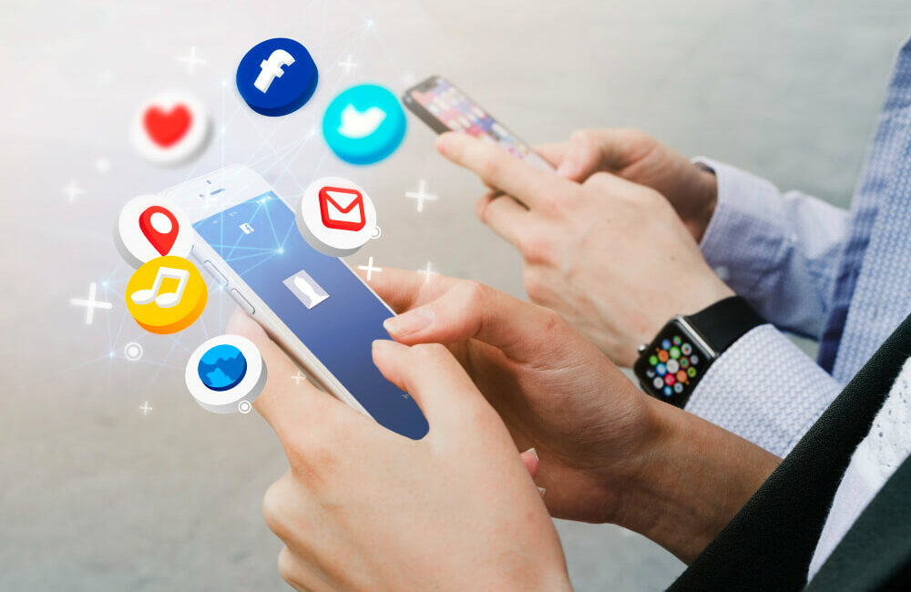 social media logos on smartphone