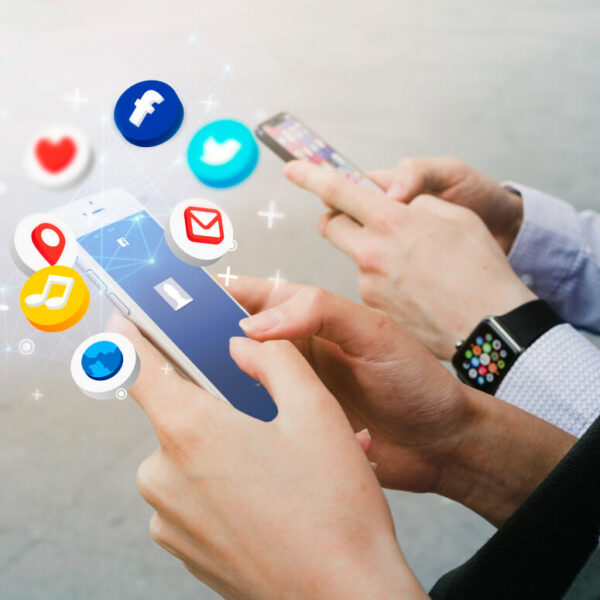 social media logos on smartphone